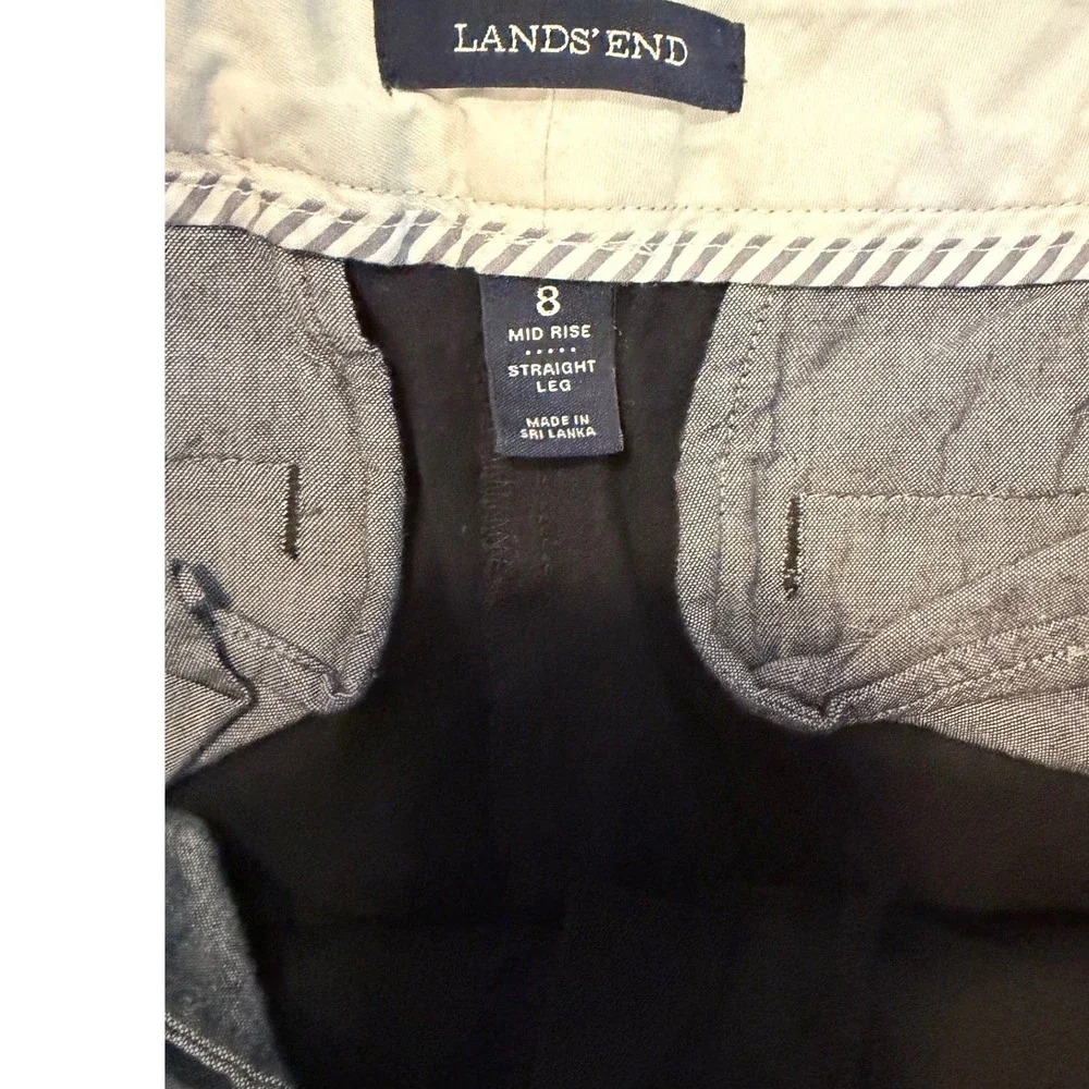 Lands' End‎ Womens Size 8 Mid Rise Straight Leg Chino Pants Deep Navy Blue READ